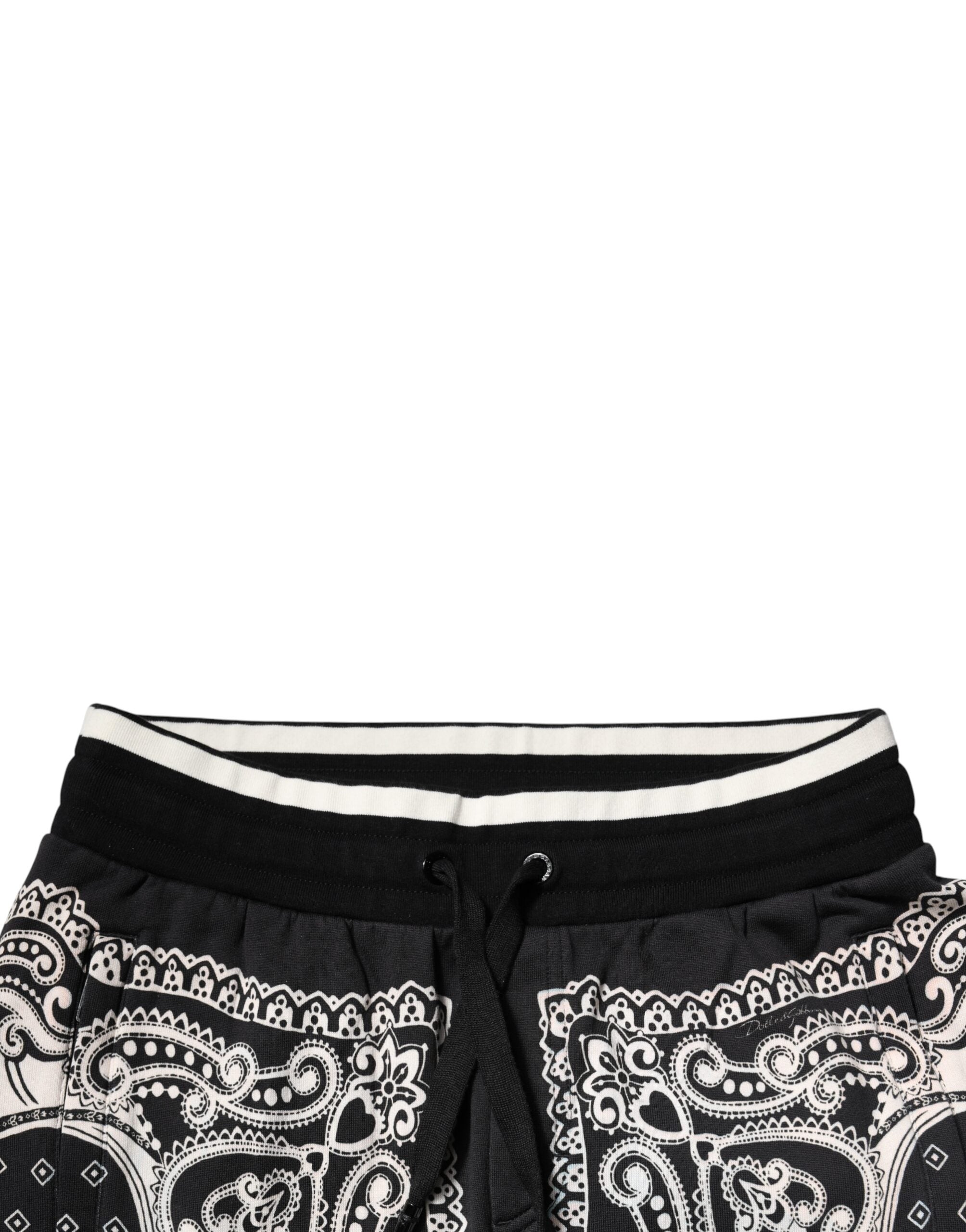Dolce & Gabbana Schwarze Baumwoll-Bandana-Jogger-Sweatpants-Hose