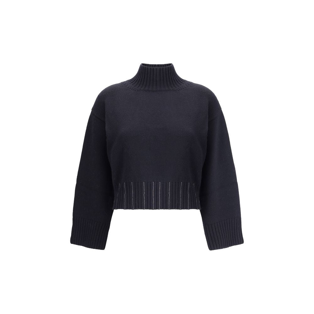 Fabiana Filippi Schwarzer Wollpullover aus Fleece