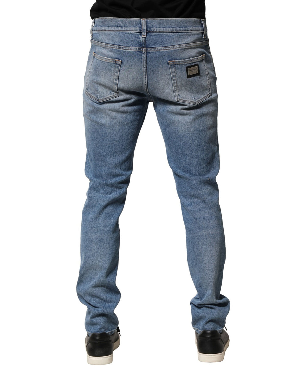 Dolce & Gabbana Blaue Distressed Cotton Slim Herren Denim Jeans