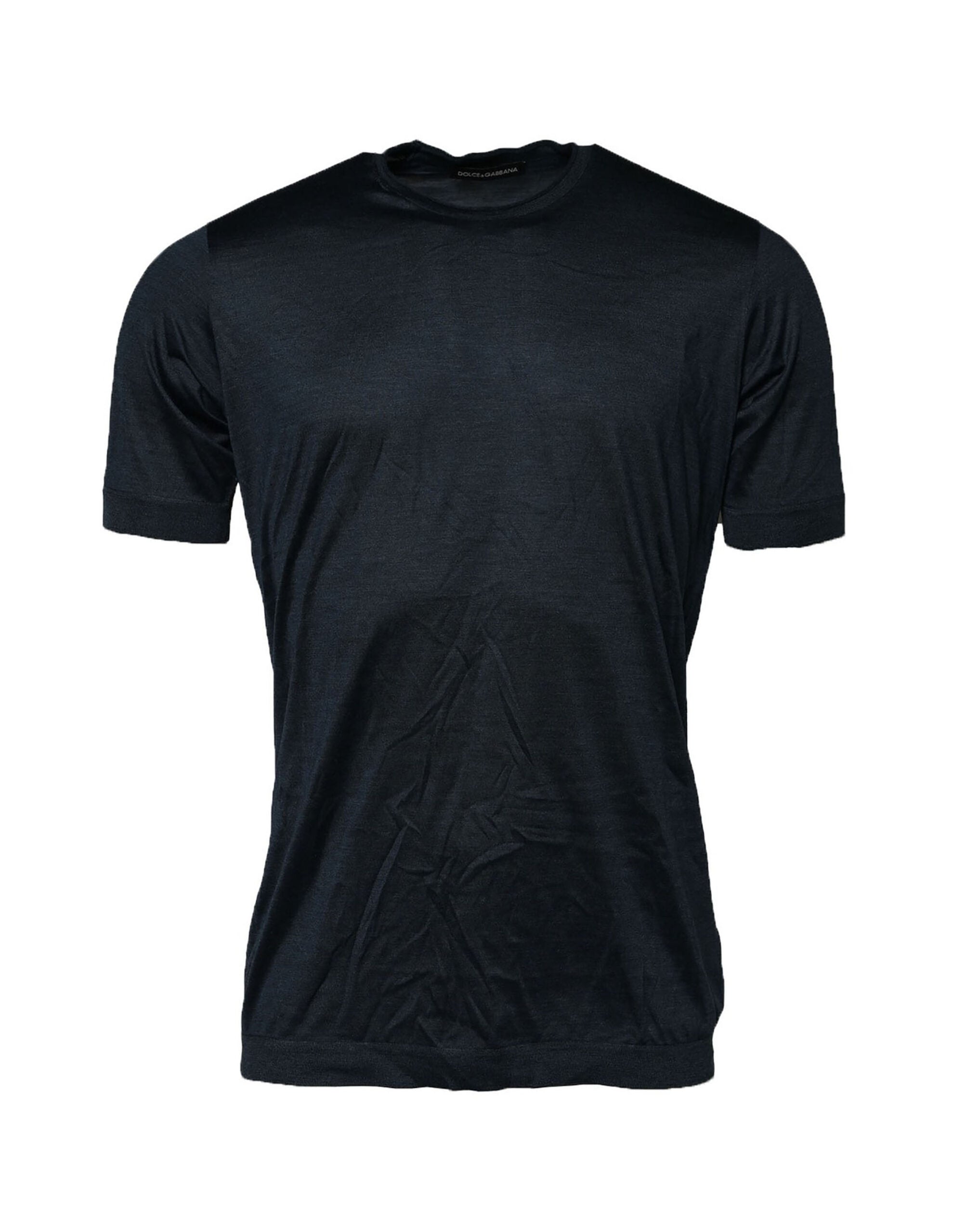 Dolce & Gabbana Blau Seide Rundhalsausschnitt kurze Ärmel Männer T-Shirt