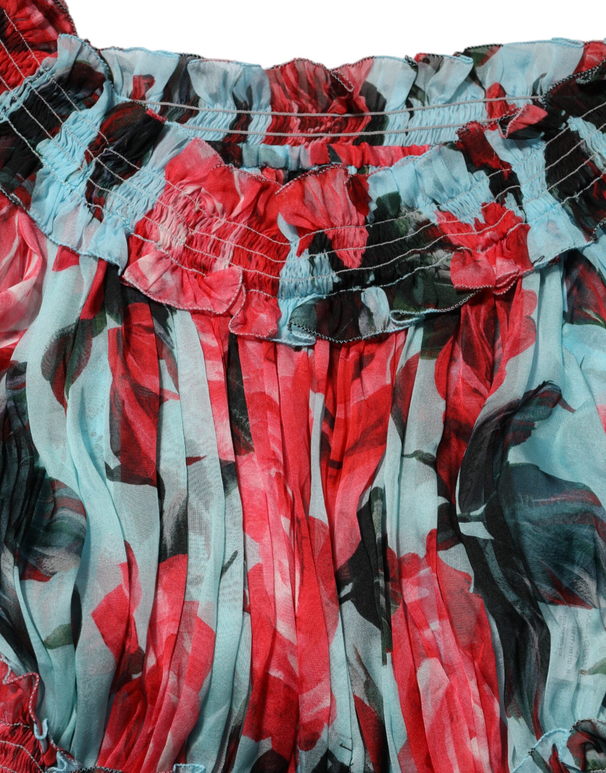 Dolce & Gabbana Multicolor Romantisches Florales Seiden Chiffon Kleid