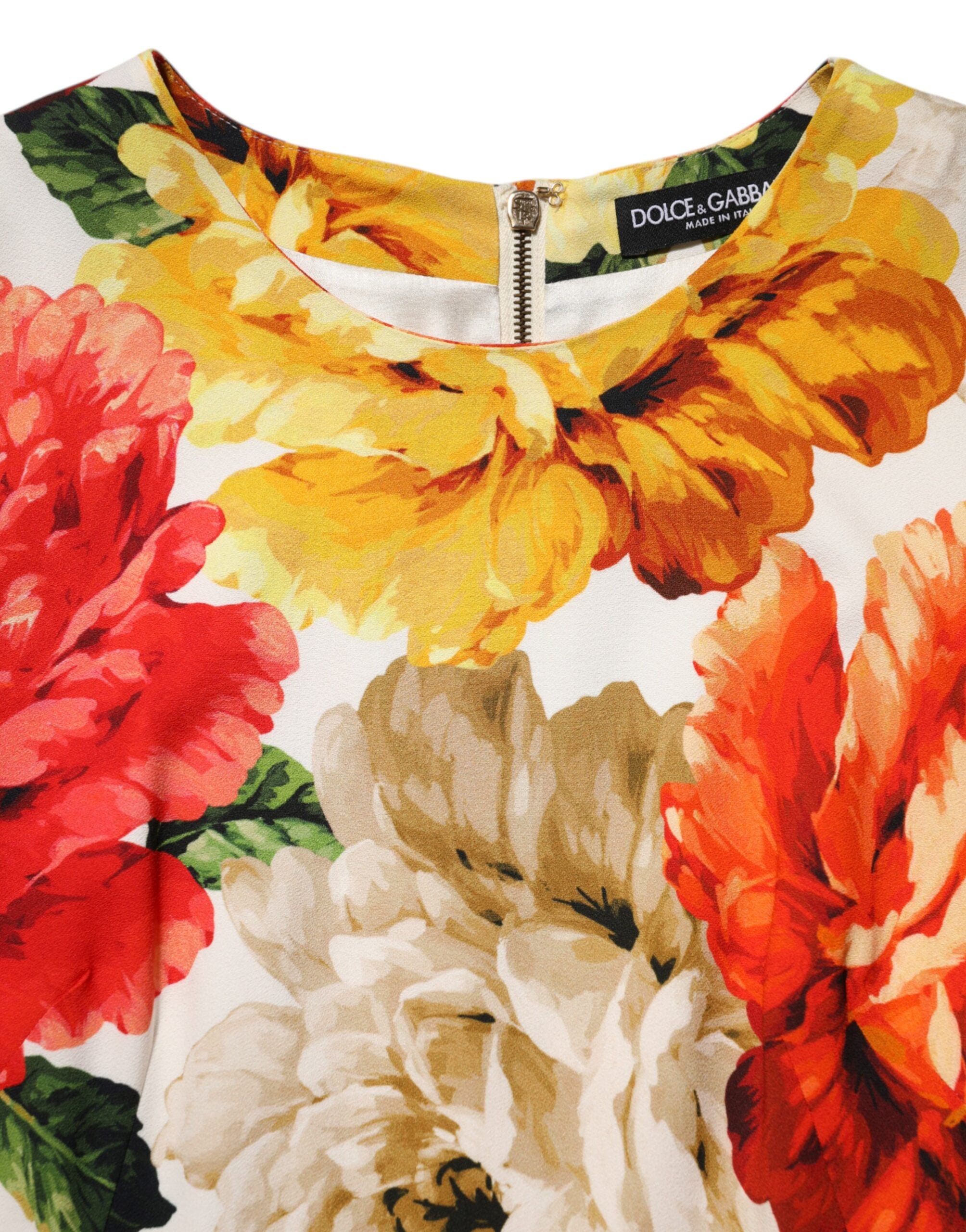 Dolce & Gabbana Multicolor Viskose Etuikleid mit Blumendruck