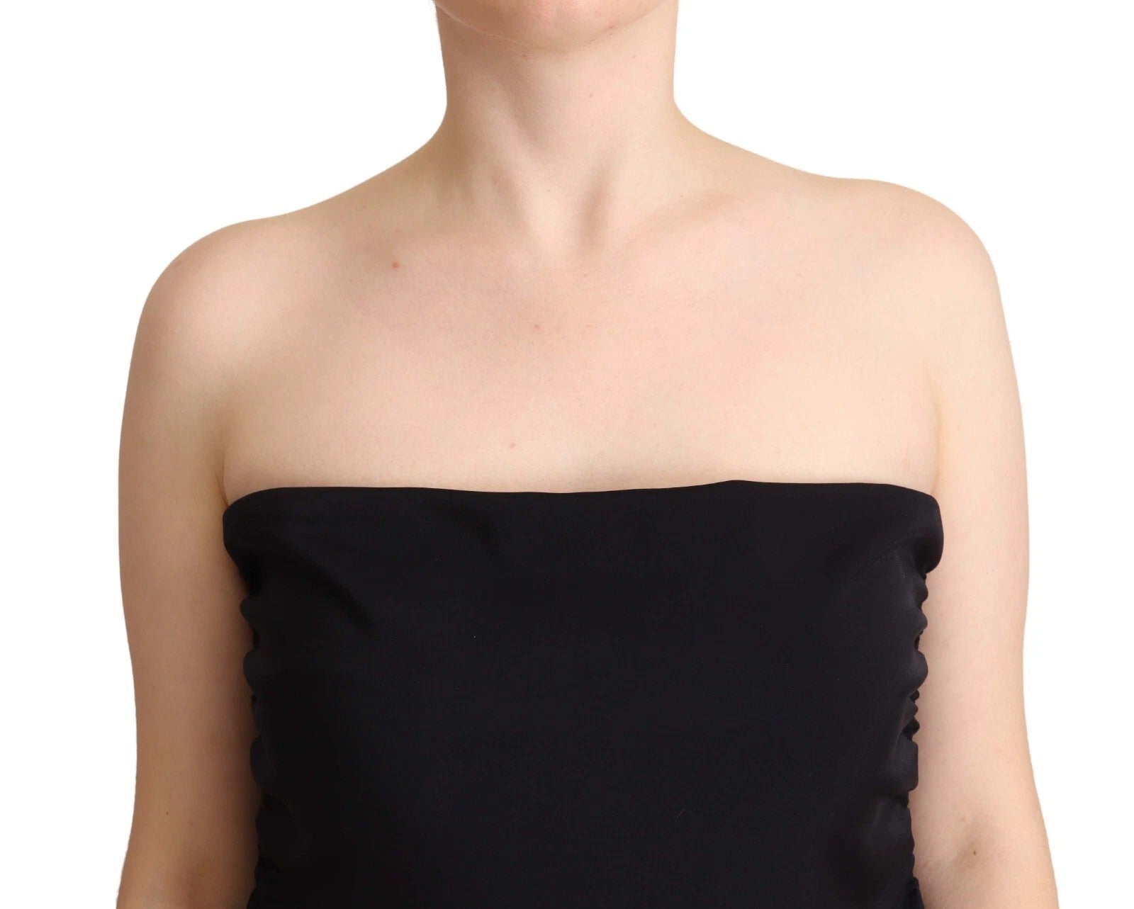 GF Ferre Schwarzer Lyocell trägerloser gerader Hosen-Overall