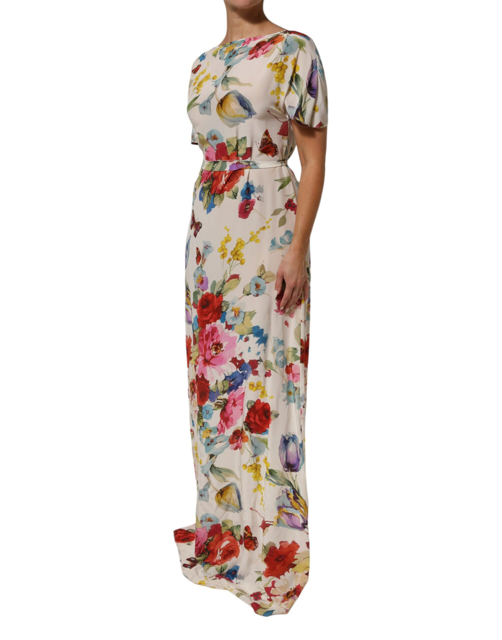 Dolce & Gabbana Zijden Avondjurk met Witte Bloemprint