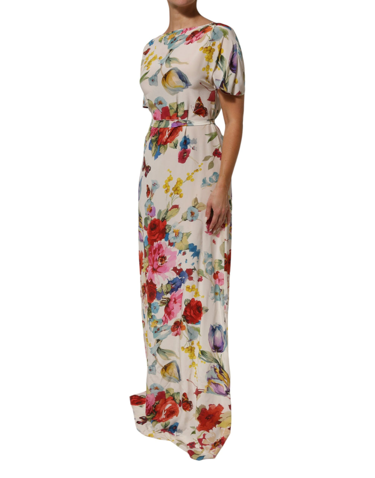 Dolce & Gabbana Zijden Avondjurk met Witte Bloemprint
