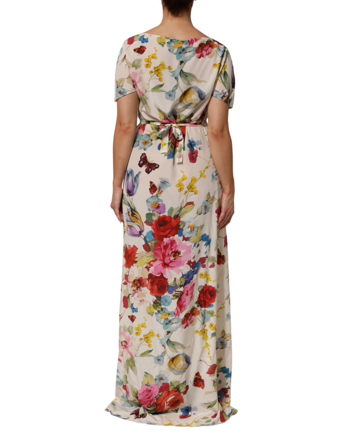 Dolce & Gabbana Zijden Avondjurk met Witte Bloemprint