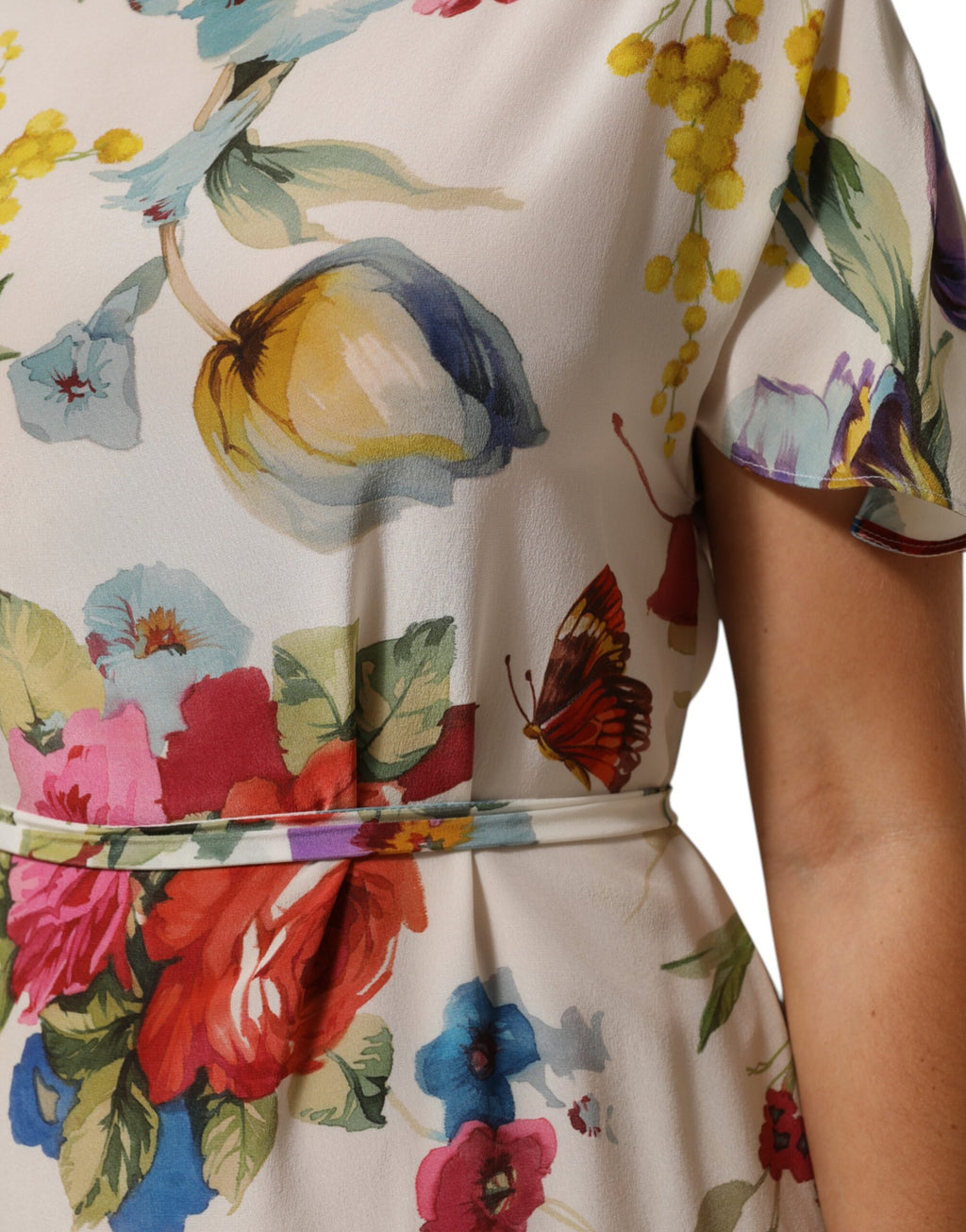 Dolce & Gabbana Zijden Avondjurk met Witte Bloemprint