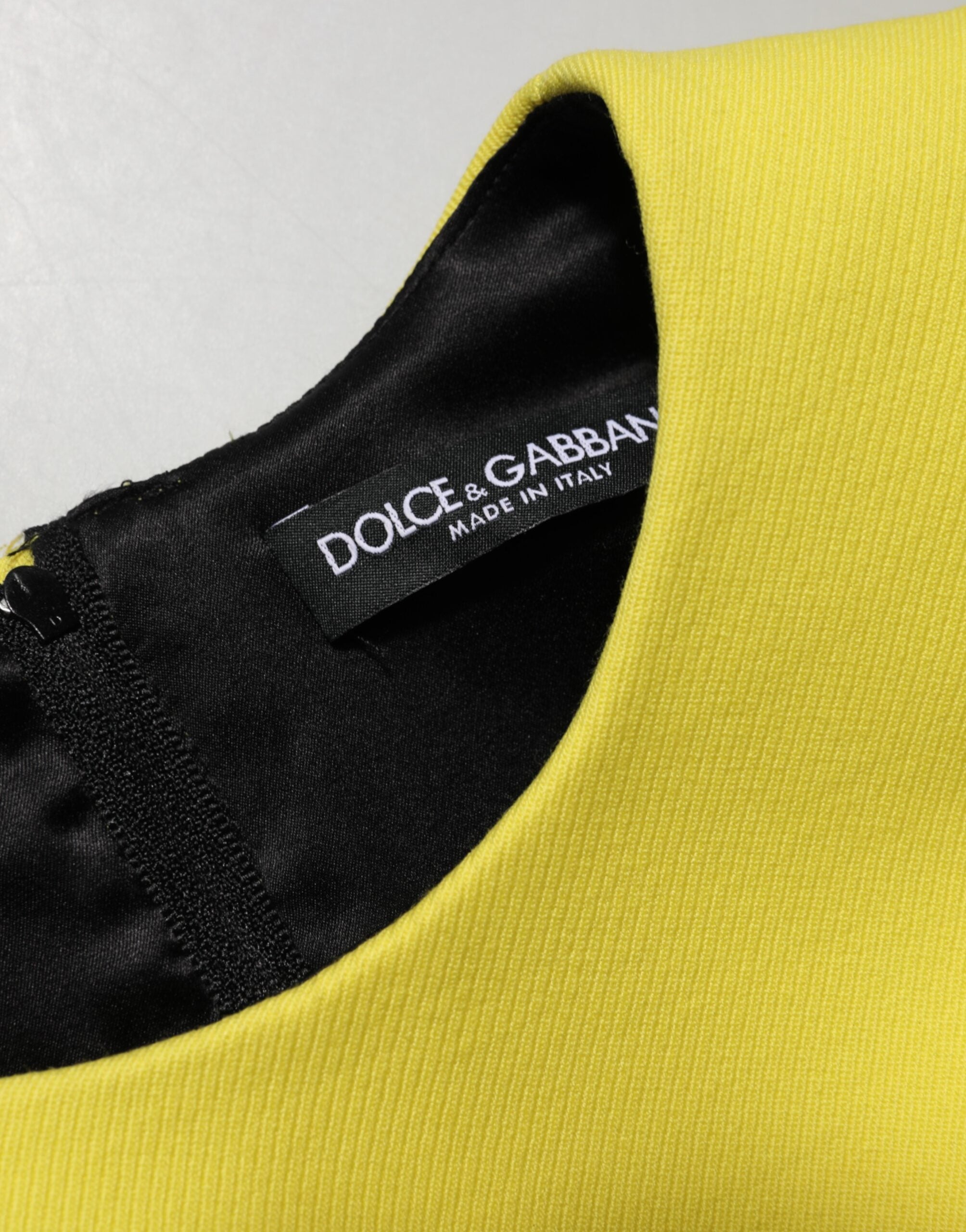 Dolce & Gabbana Gelbes ärmelloses A-Linien-Minikleid