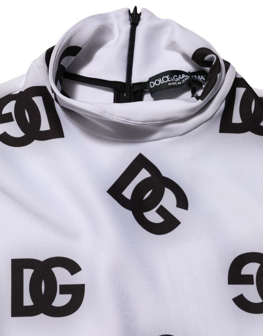 Dolce & Gabbana Schwarz Weiß Logo Monogramm Lange Ärmel Jumpsuit Kleid