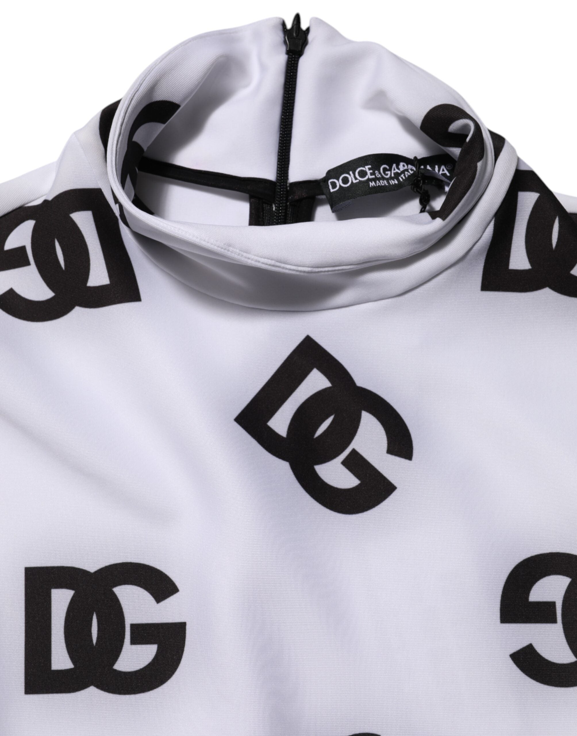 Dolce & Gabbana Schwarz Weiß Logo Monogramm Lange Ärmel Jumpsuit Kleid