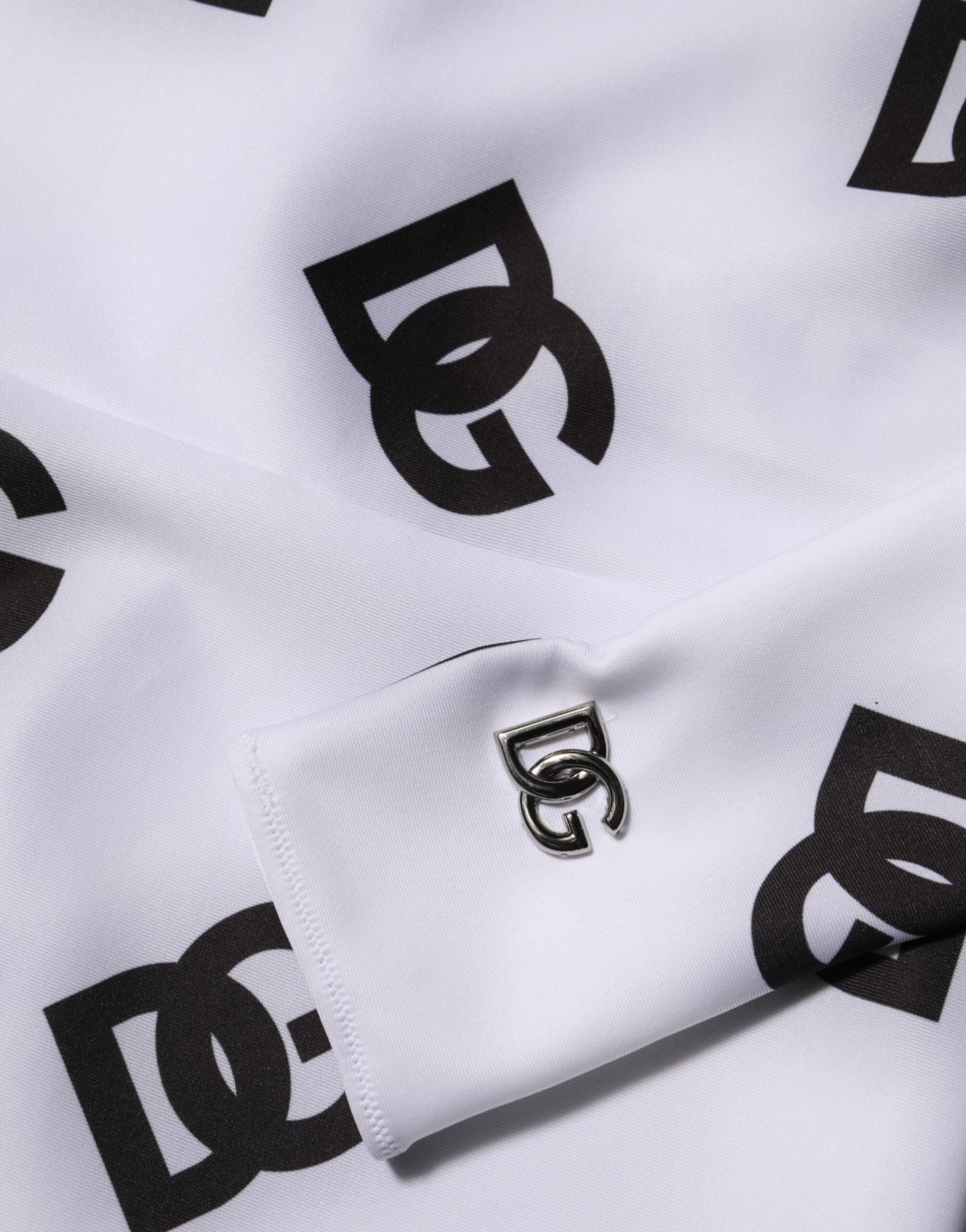 Dolce & Gabbana Schwarz Weiß Logo Monogramm Lange Ärmel Jumpsuit Kleid