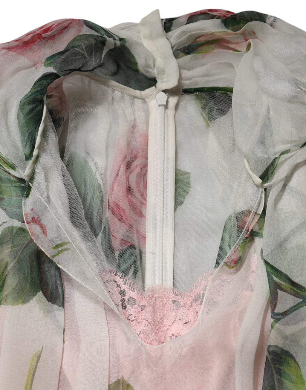 Dolce & Gabbana Weißes Midikleid aus Seide mit Blumendruck und Plissee