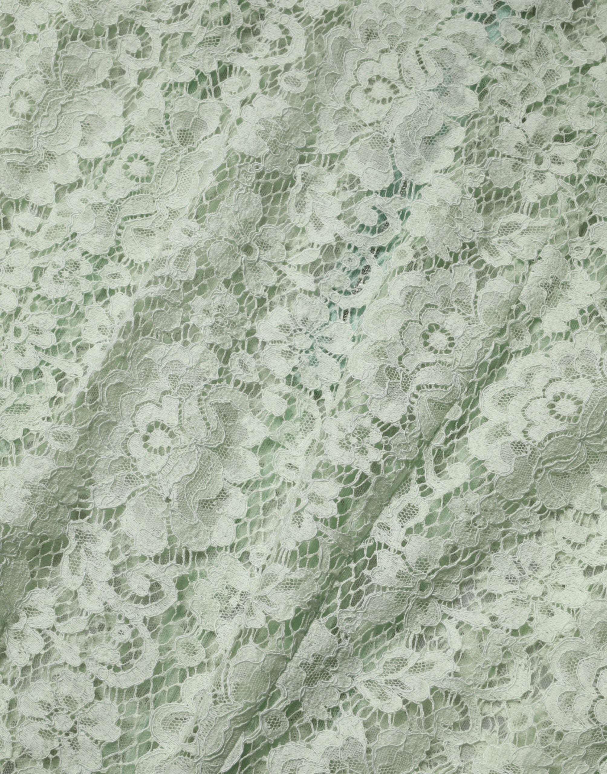 Dolce & Gabbana Mintgrünes Midikleid mit Blumenmuster und Spitzenbesatz