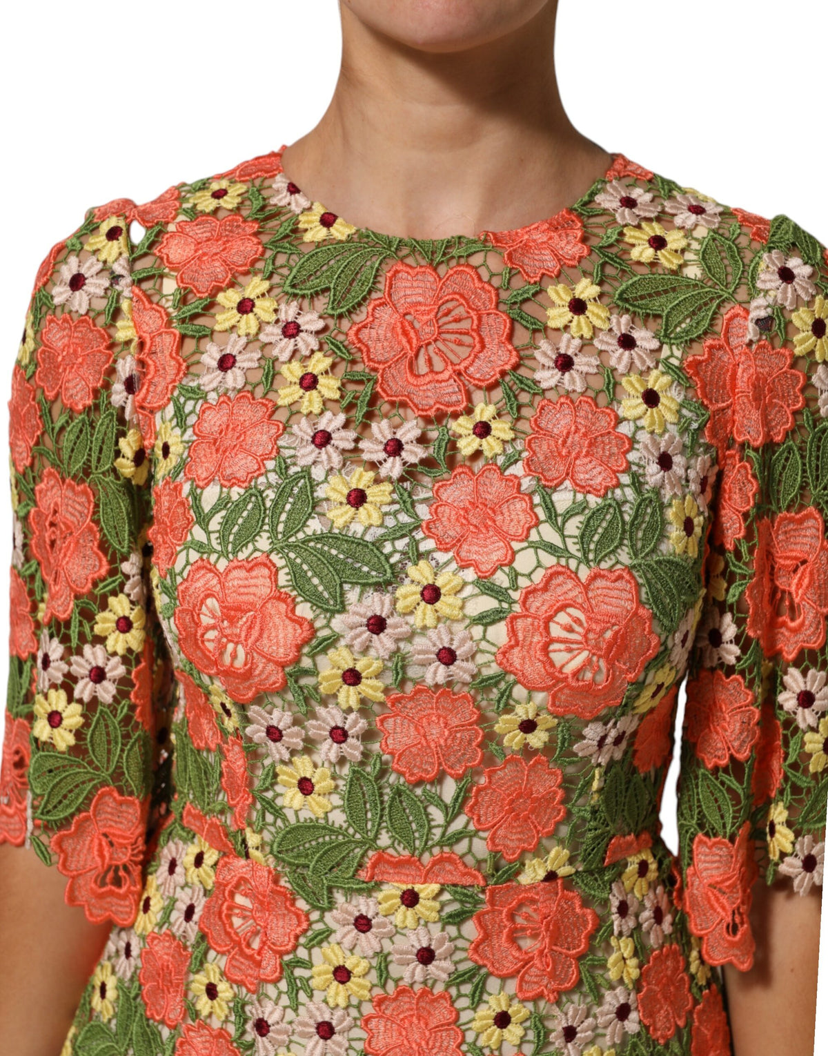 Dolce & Gabbana Meerkleurige Geborduurde A-lijn Mini-jurk met Bloemen