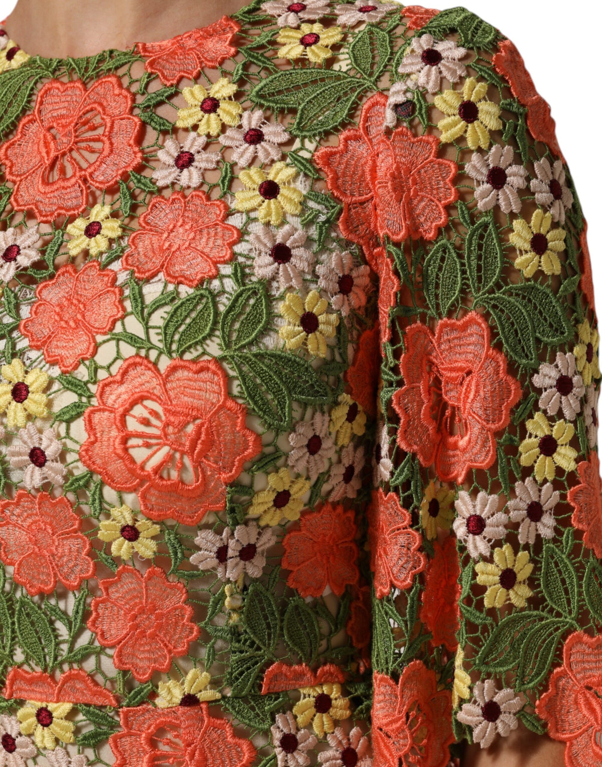 Dolce & Gabbana Meerkleurige Geborduurde A-lijn Mini-jurk met Bloemen