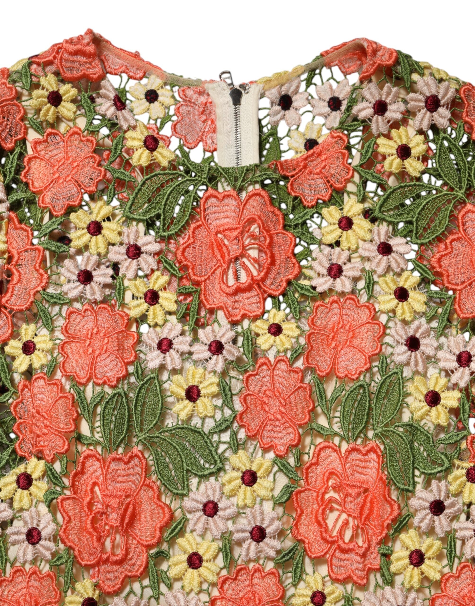 Dolce & Gabbana Mehrfarbiges, mit Blumen besticktes Aline-Minikleid