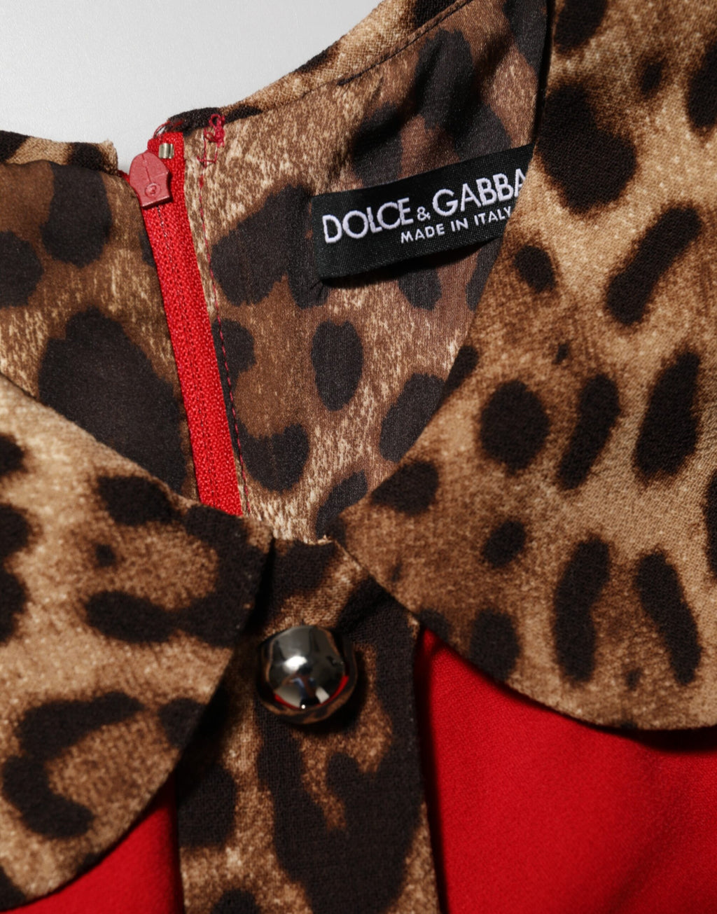 Dolce & Gabbana Rotes Leopard Viskose Etuikleid in A-Linie