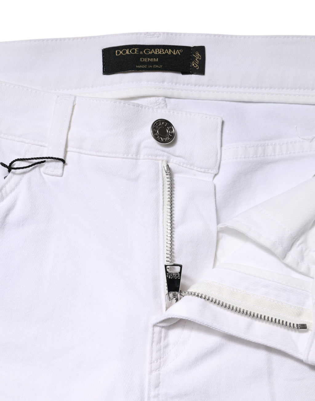 Dolce & Gabbana Weiße GIRLY Denim-Jeans mit Blumenstickerei