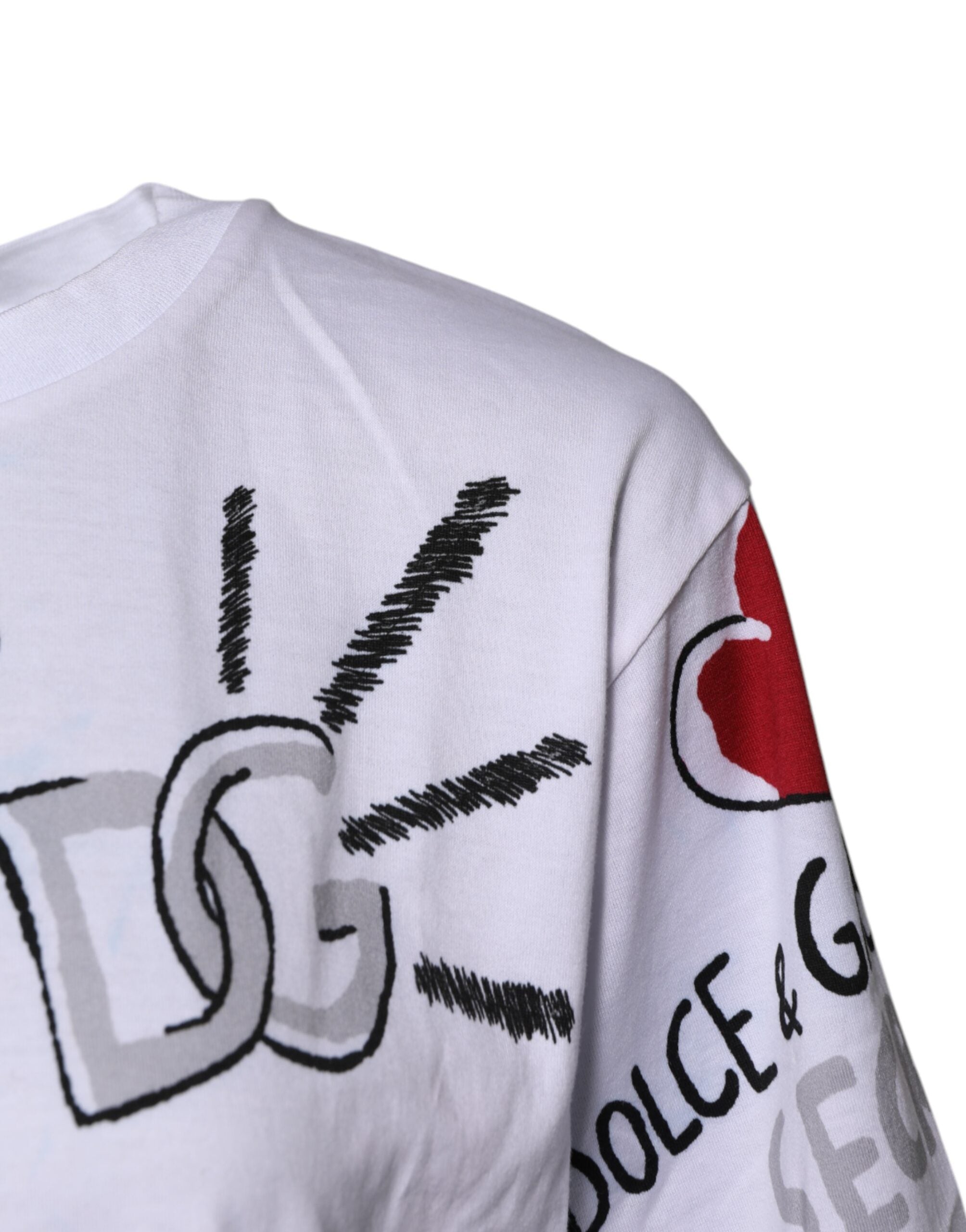 Dolce & Gabbana Weißes Grafik-T-Shirt mit Rundhalsausschnitt und kurzen Ärmeln