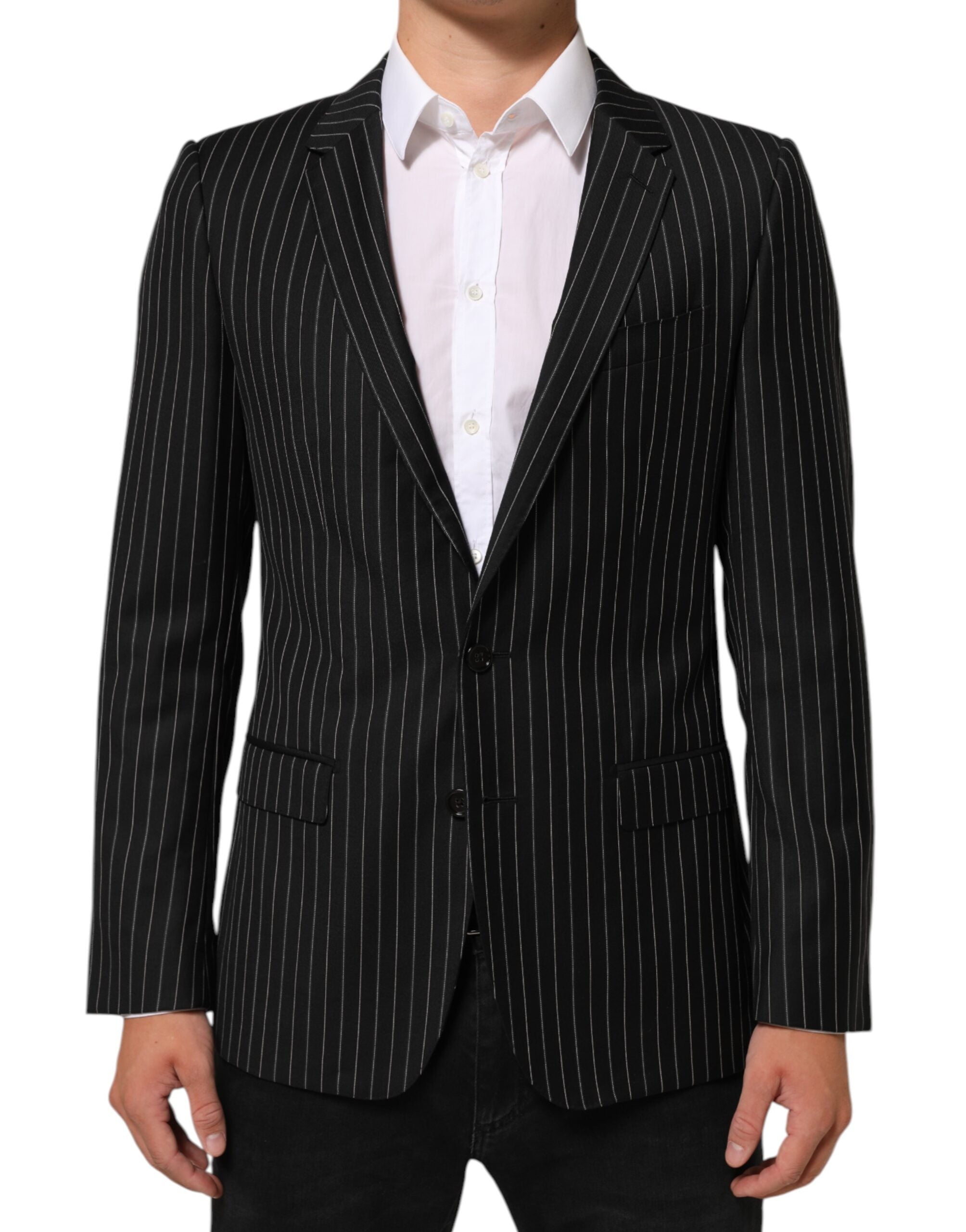 Dolce & Gabbana Schwarz gestreift MARTINI 1-Knopf Anzug Blazer