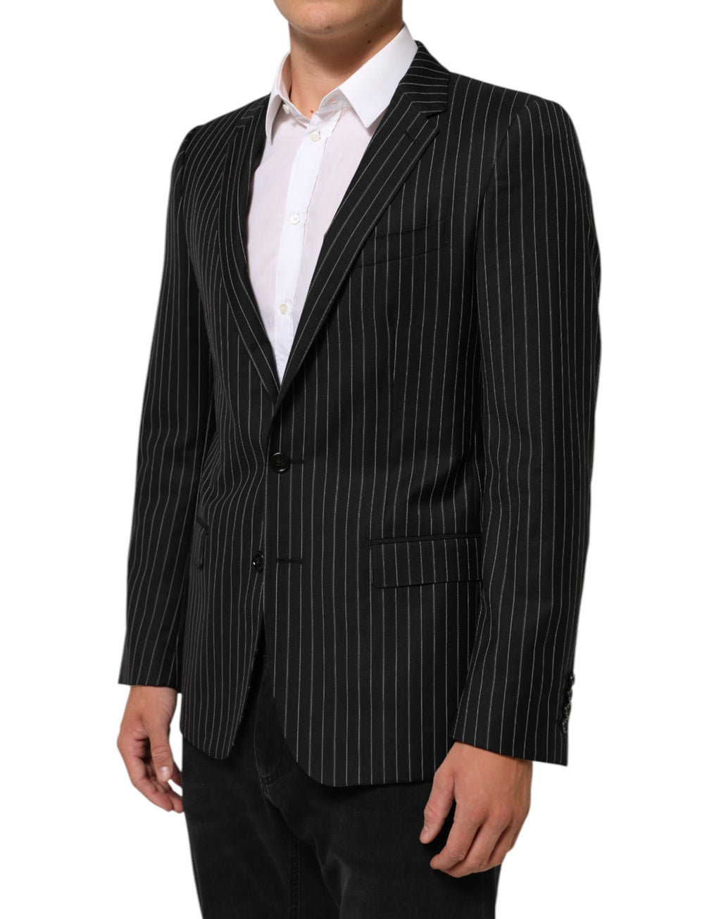 Dolce & Gabbana Zwart Gestreepte MARTINI Blazer met één knoop
