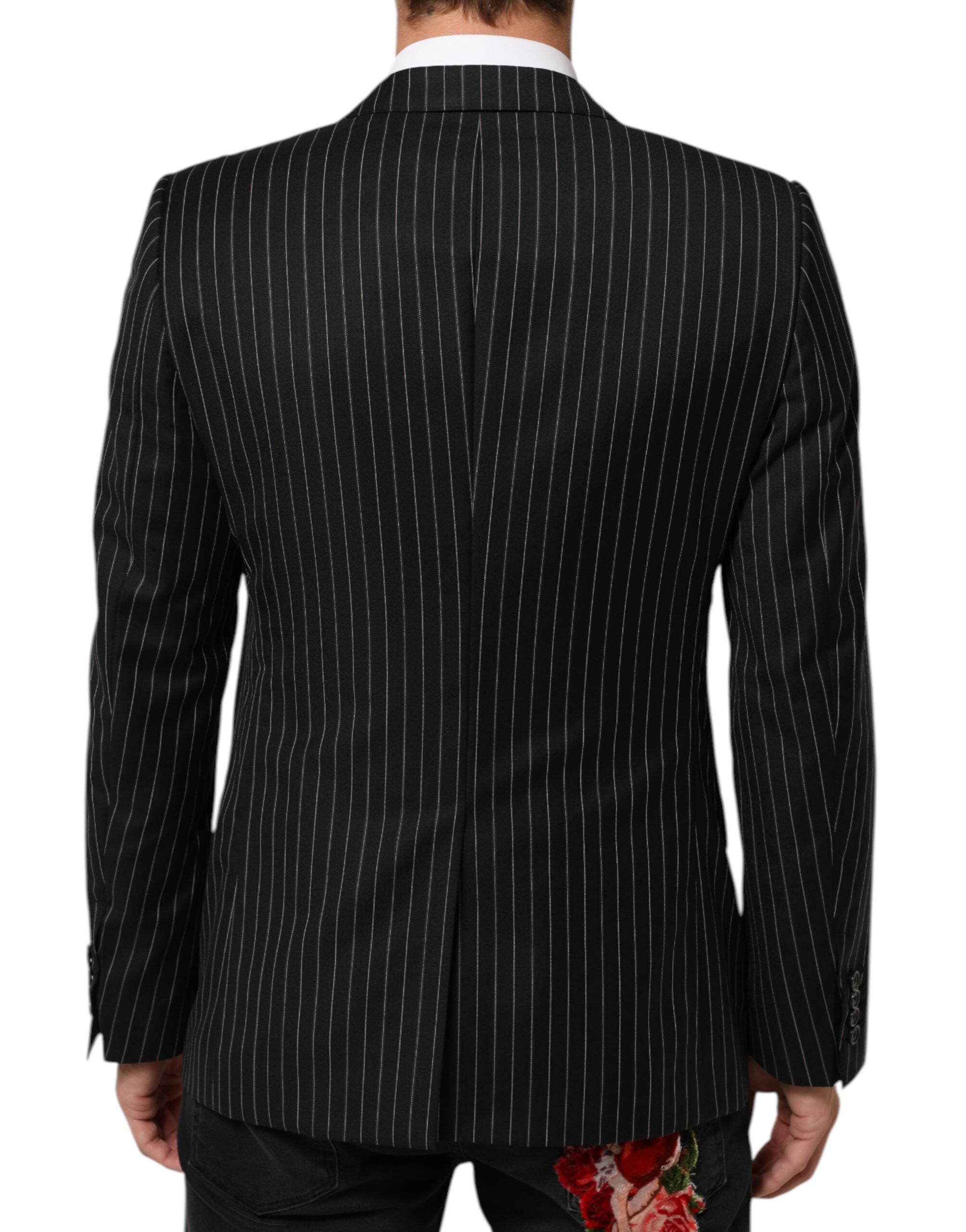 Dolce & Gabbana Schwarz gestreift MARTINI 1-Knopf Anzug Blazer