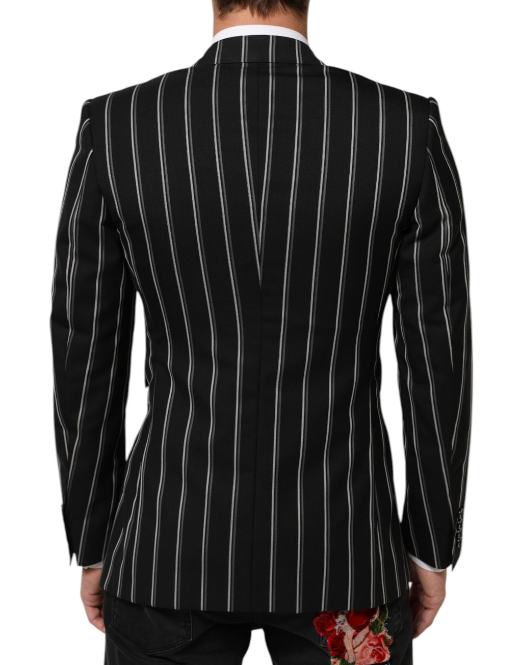 Dolce & Gabbana Schwarz gestreifter SICILIA 1-Knopf Anzug Blazer
