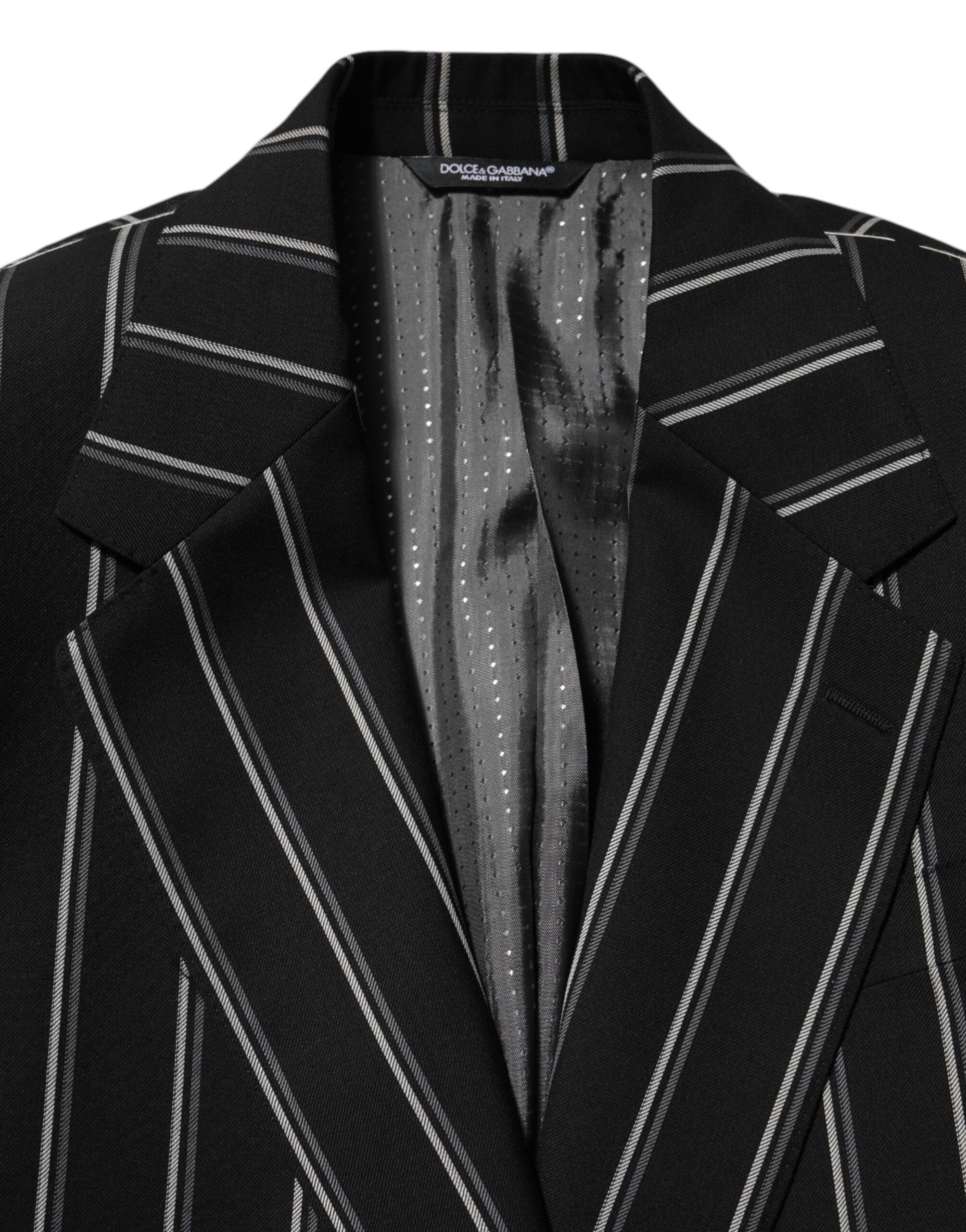 Dolce & Gabbana Schwarz gestreifter SICILIA 1-Knopf Anzug Blazer