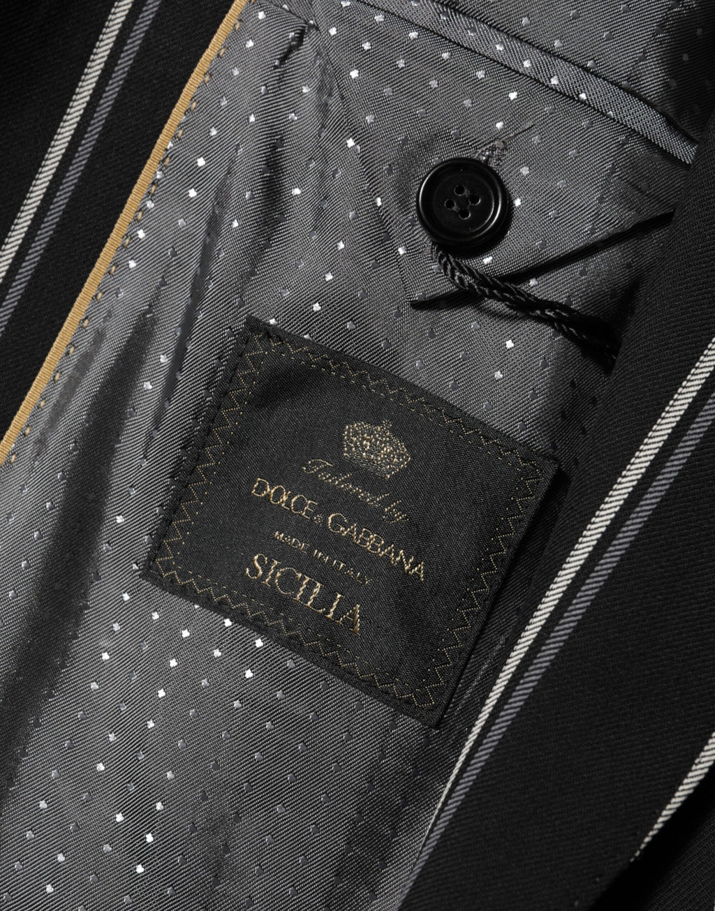 Dolce & Gabbana Schwarz gestreifter SICILIA 1-Knopf Anzug Blazer
