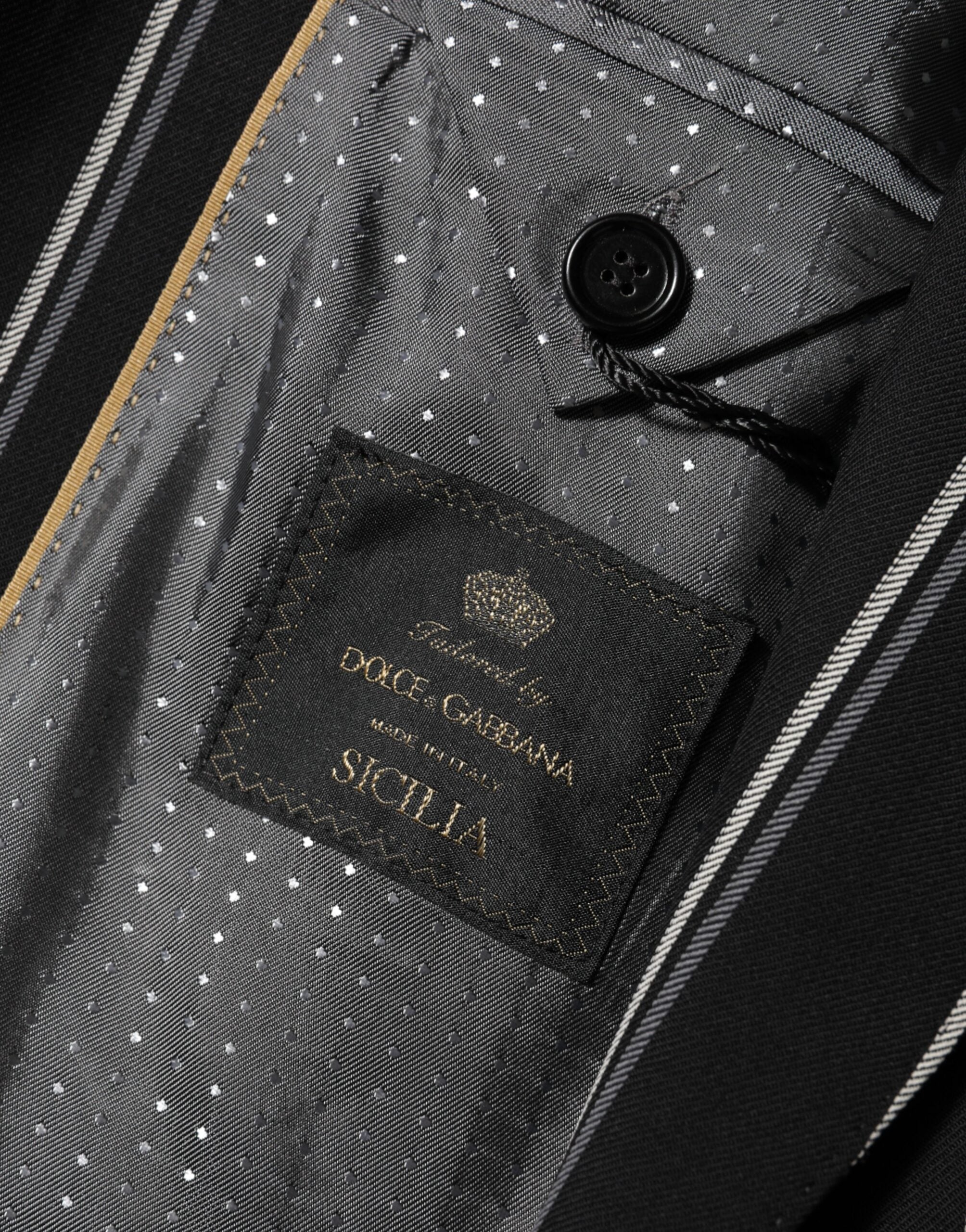 Dolce & Gabbana Schwarz gestreifter SICILIA 1-Knopf Anzug Blazer