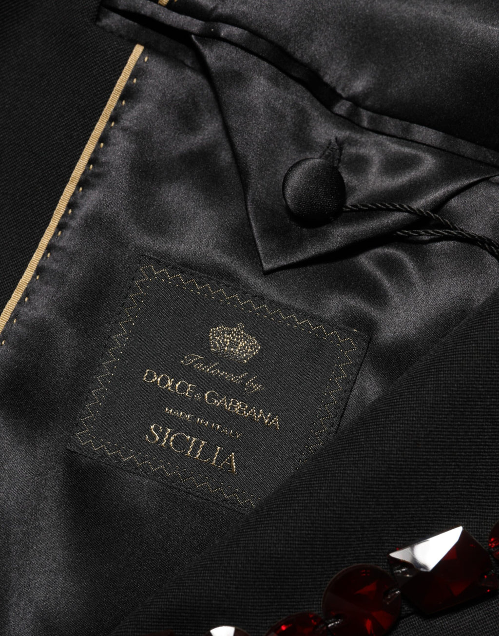 Dolce & Gabbana Black SICILIA Crystal Embellished Men Blazer