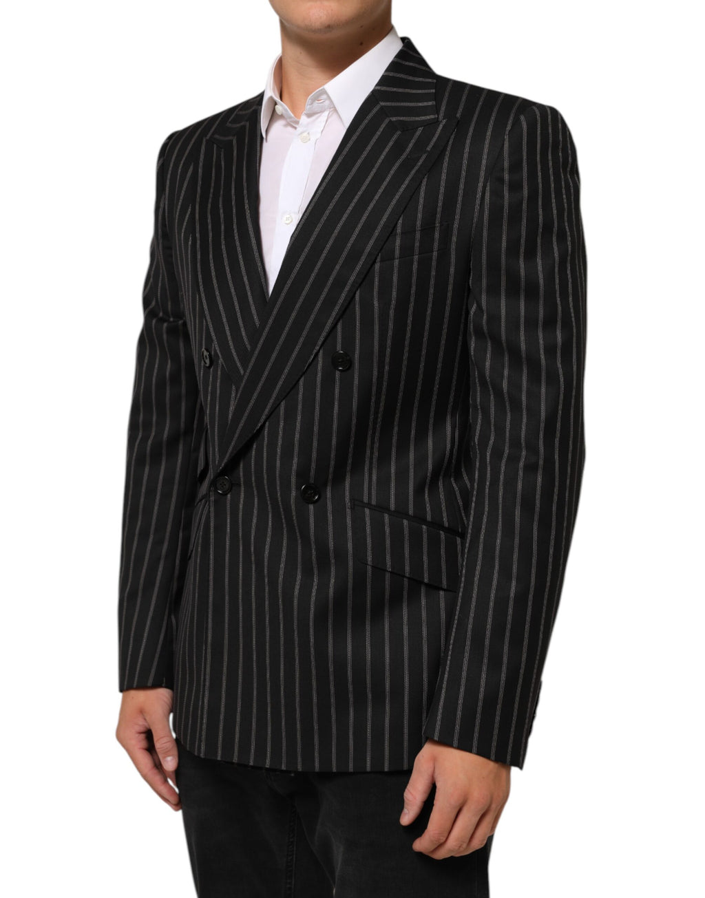 Dolce & Gabbana Schwarz gestreifter SICILIA 1-Knopf Anzug Blazer
