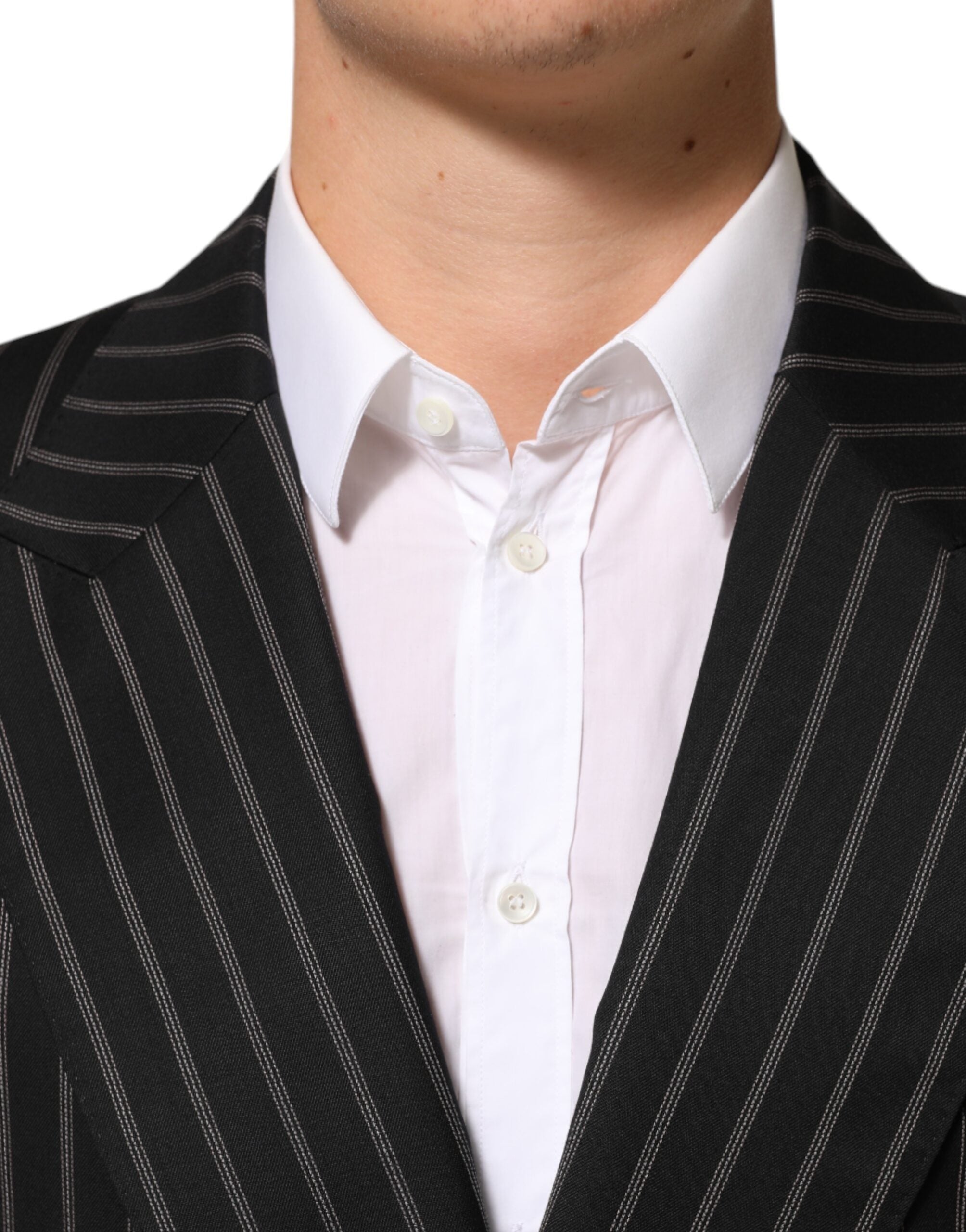 Dolce & Gabbana Schwarz gestreifter SICILIA 1-Knopf Anzug Blazer