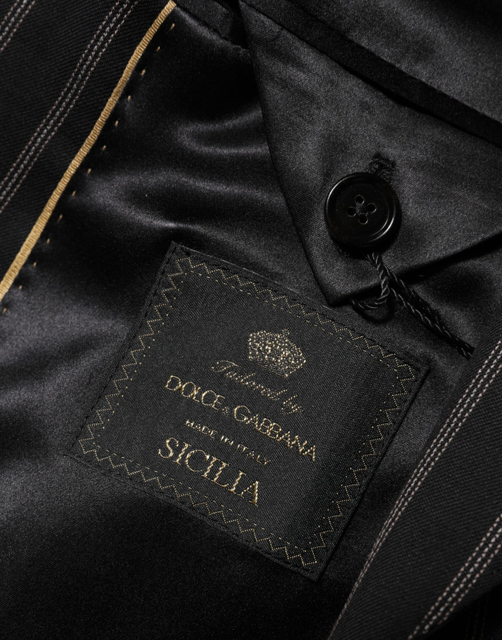 Dolce & Gabbana Black Stripes SICILIA 1 Button Suit Blazer