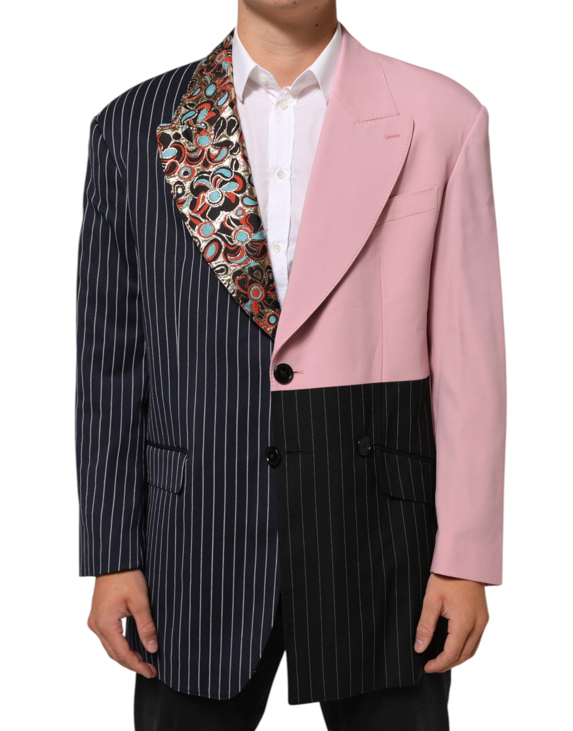 Dolce & Gabbana Multicolor Patchwork einreihige Jacke Blazer