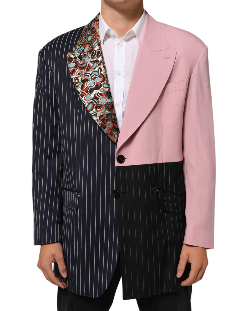 Dolce & Gabbana Multicolor Patchwork Enkele Rij Knopen Jas Blazer