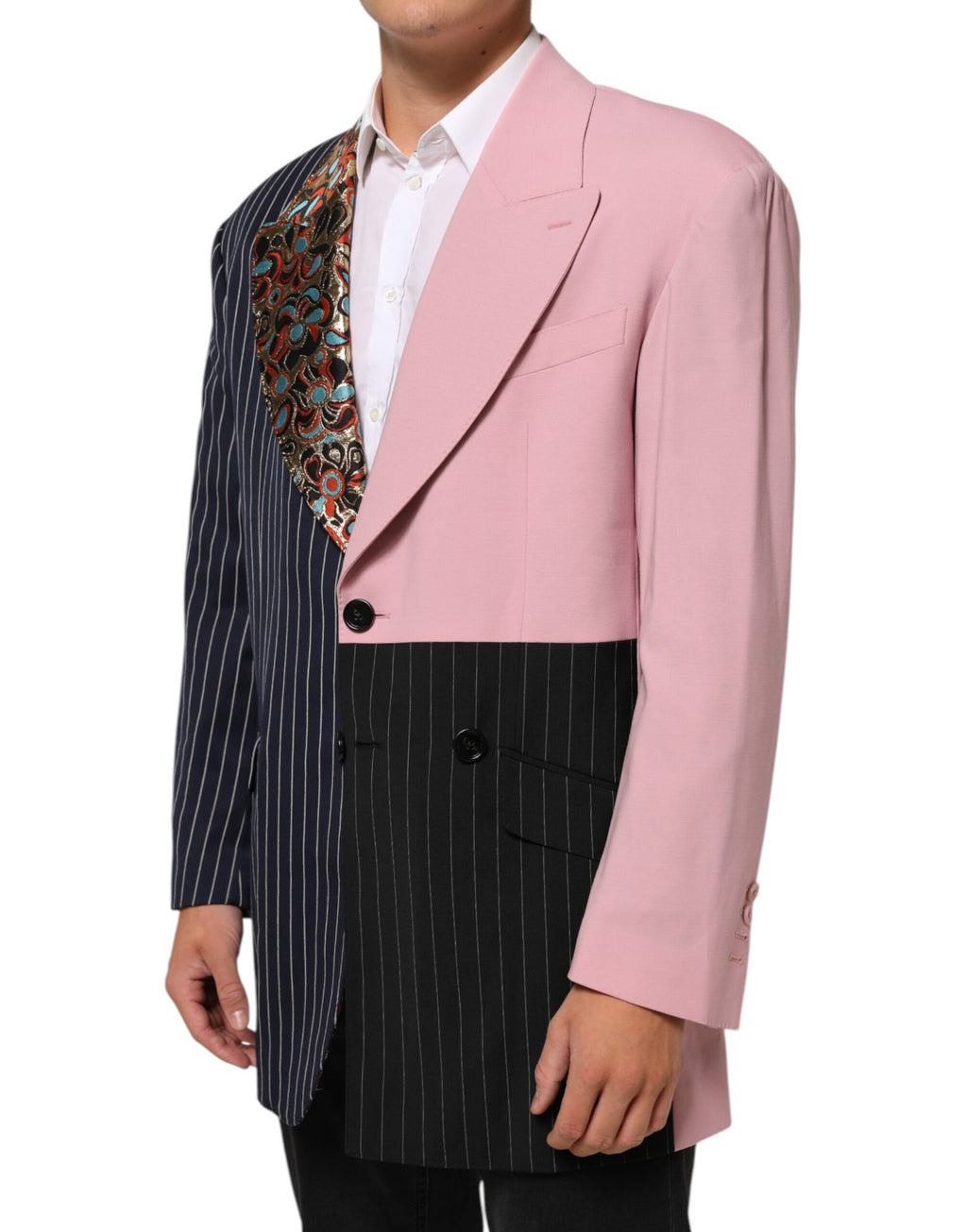 Dolce & Gabbana Multicolor Patchwork Enkele Rij Knopen Jas Blazer