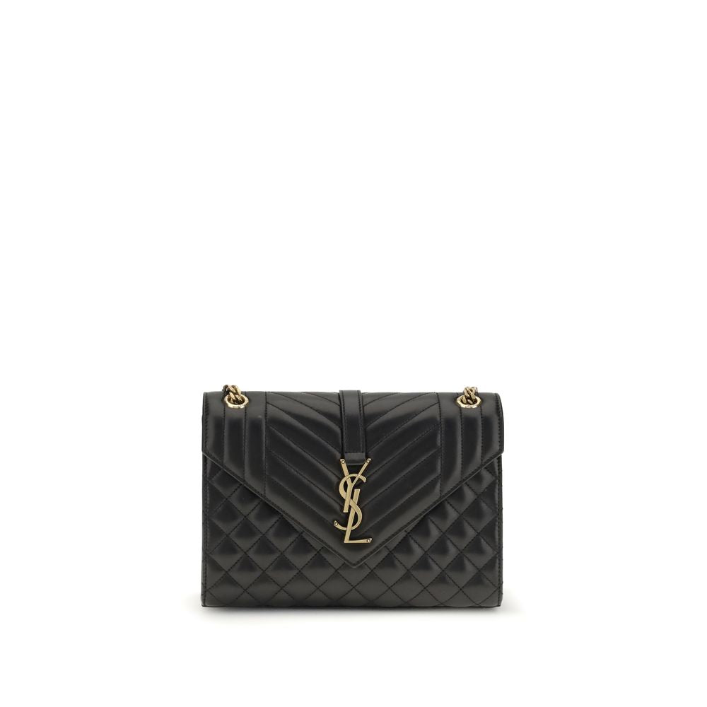Saint Laurent Schwarze Kalbshaut Bos Taurus Schultertasche