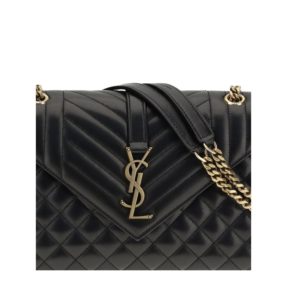 Saint Laurent Schwarze Kalbshaut Bos Taurus Schultertasche
