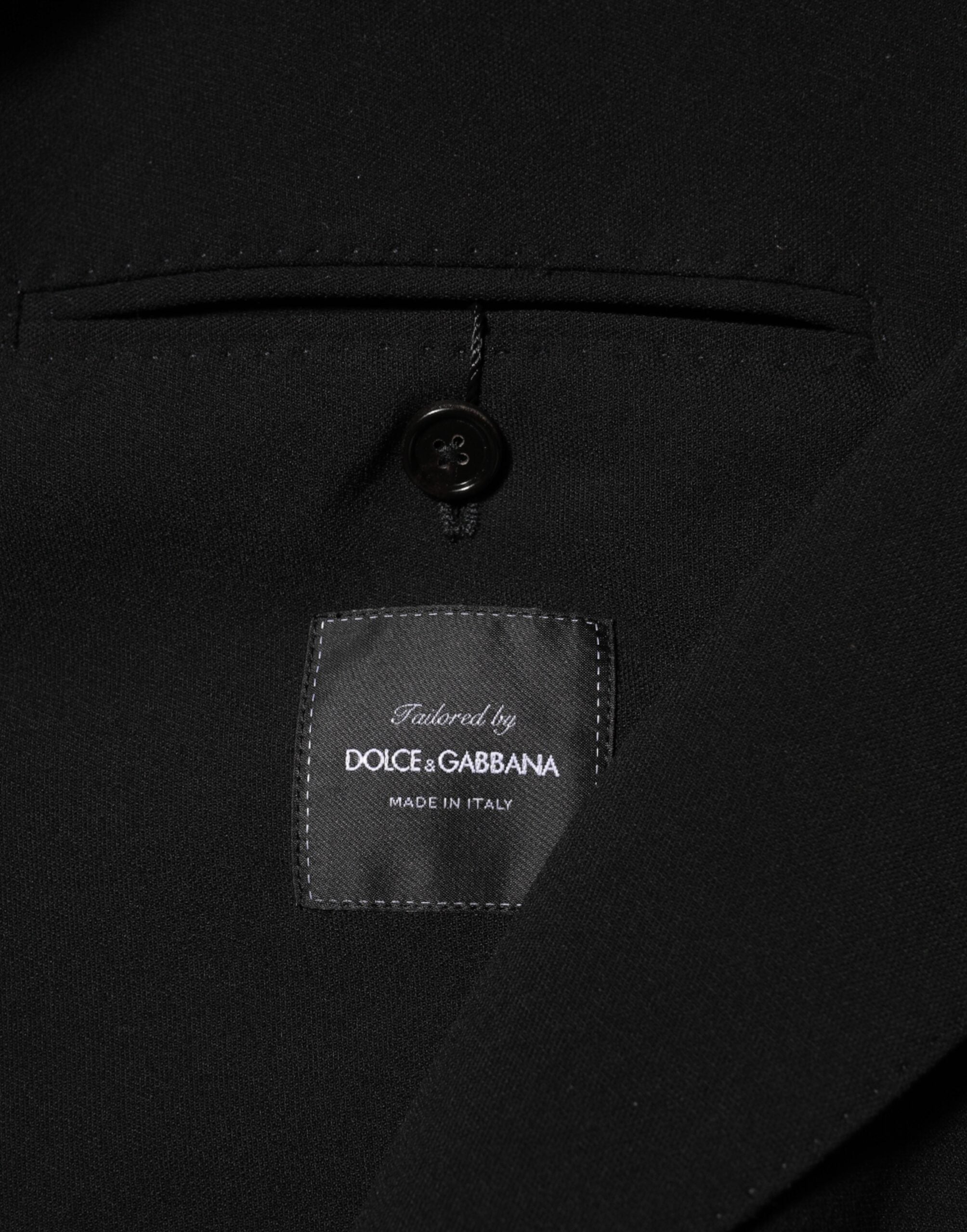 Dolce & Gabbana Schwarzer Woll-Blazer mit doppeltem Brustton der Überzeugung