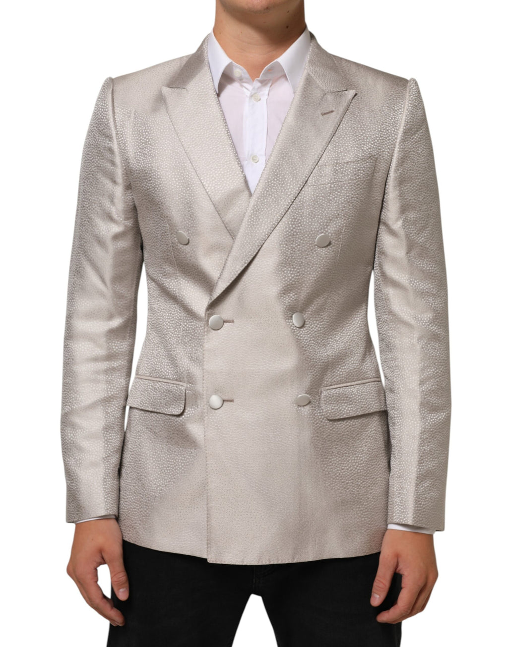 Dolce & Gabbana Beige MARTINI Zweireihiger Anzug-Blazer