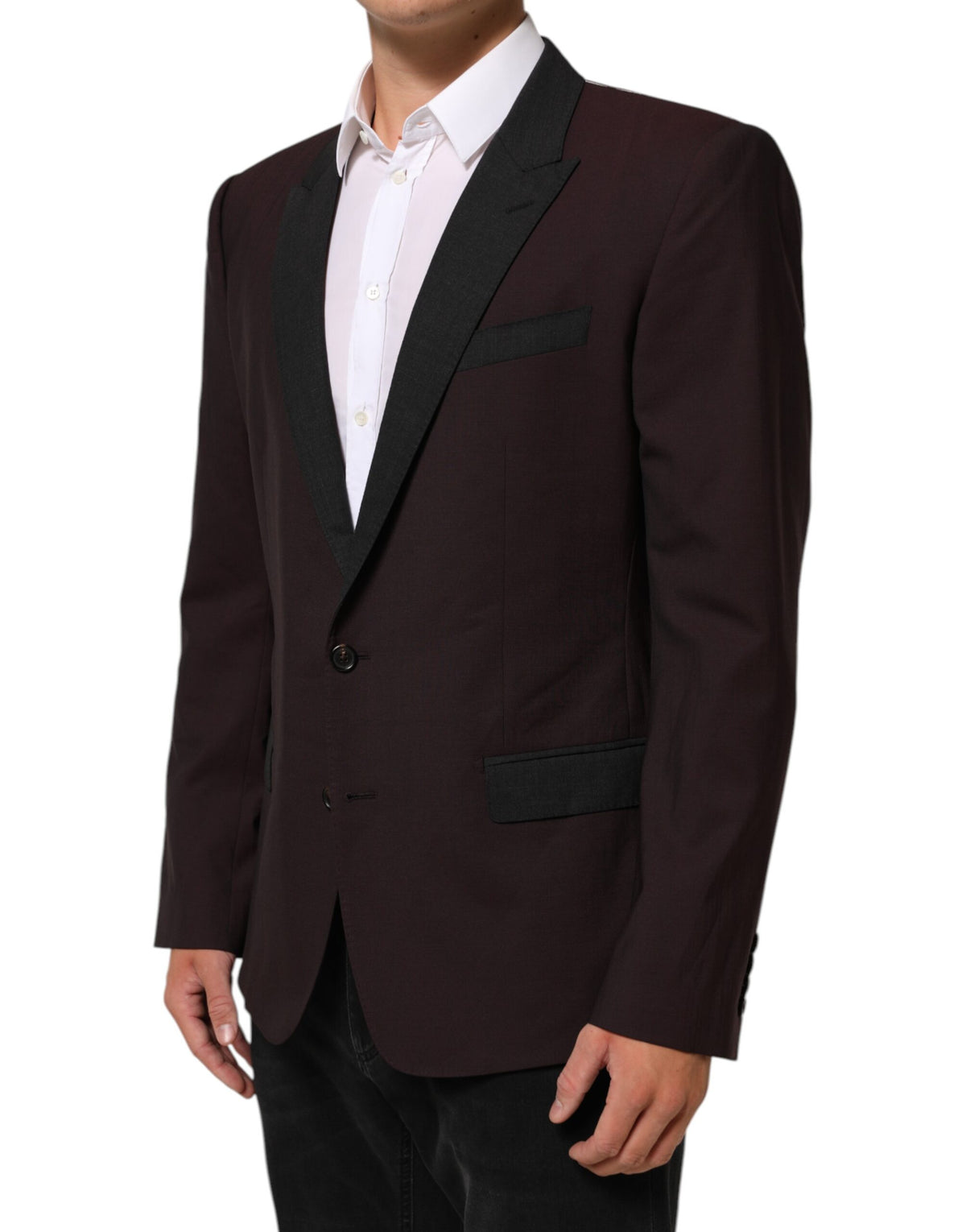 Dolce & Gabbana Bordeauxrode Wollen Colbert met 2 Knopen