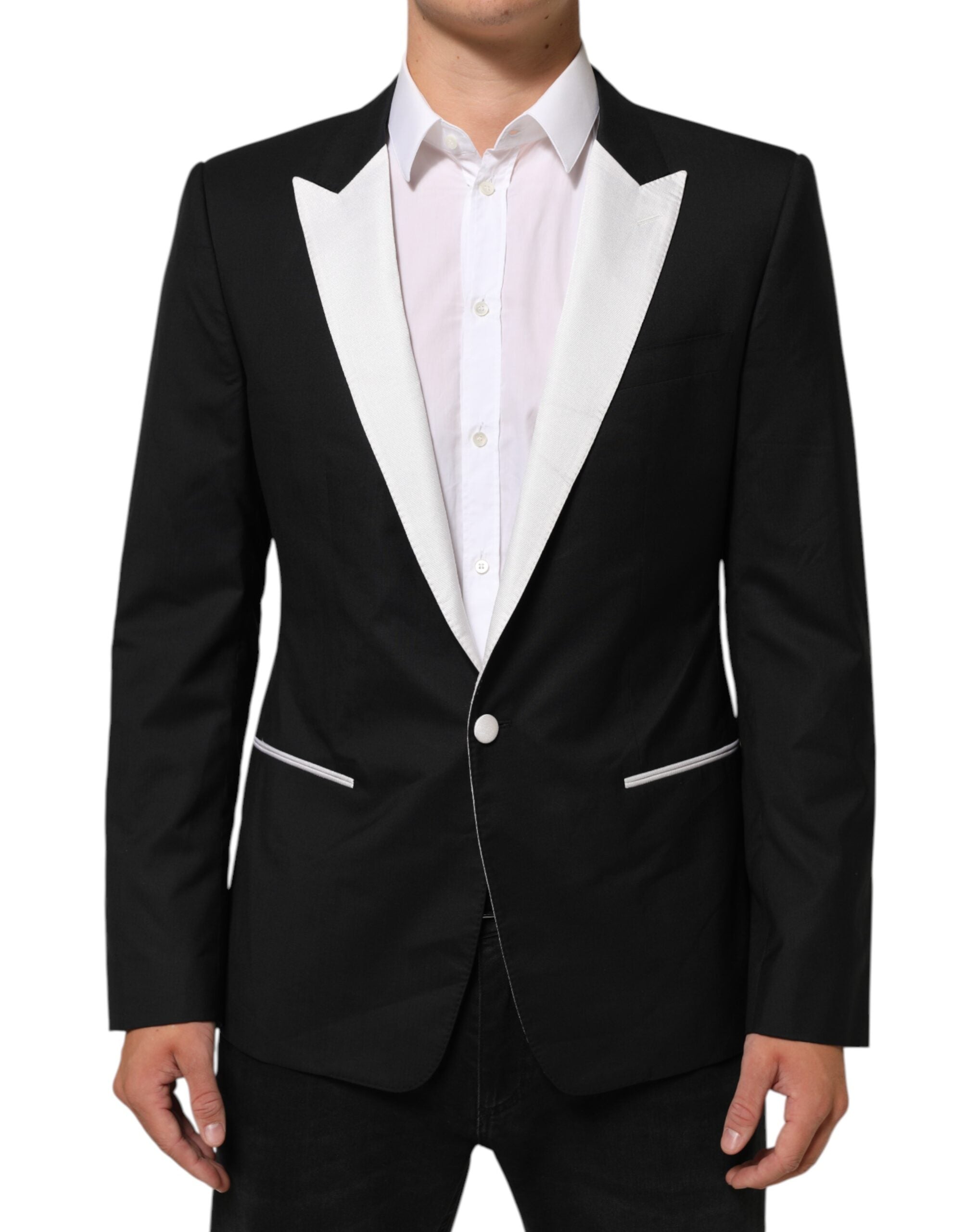 Dolce & Gabbana Schwarz Weiß MARTINI 1 Knopf Herren Anzug Blazer