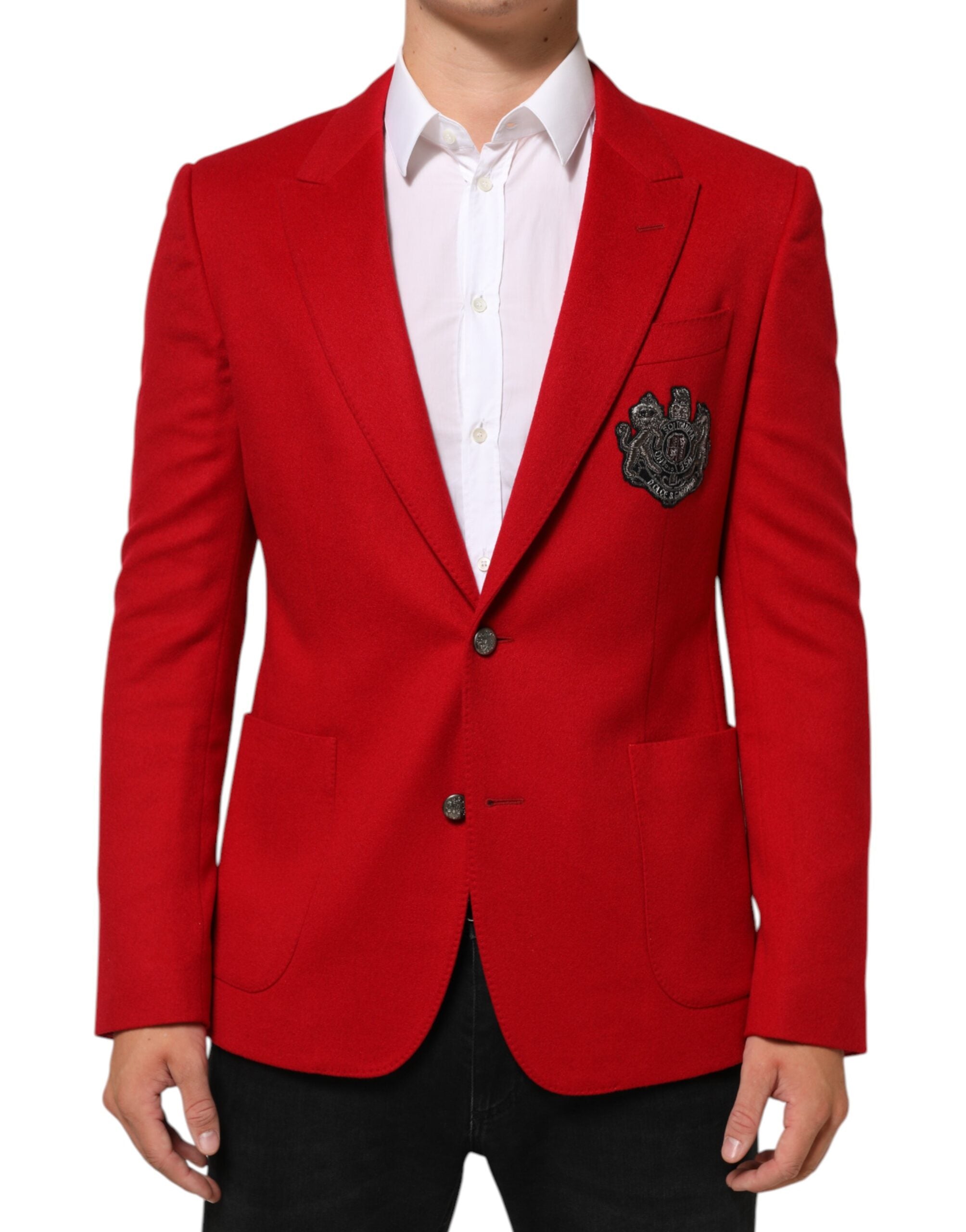 Dolce & Gabbana Rote Kaschmir 2 Knöpfe Anzugjacke Blazer