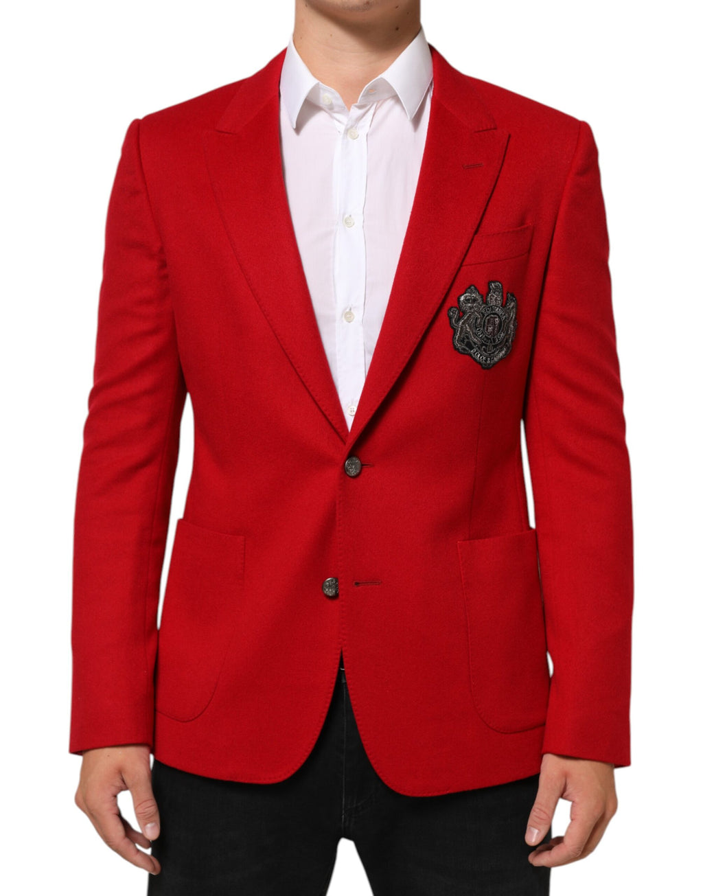 Dolce & Gabbana Rote Kaschmir 2 Knöpfe Anzugjacke Blazer