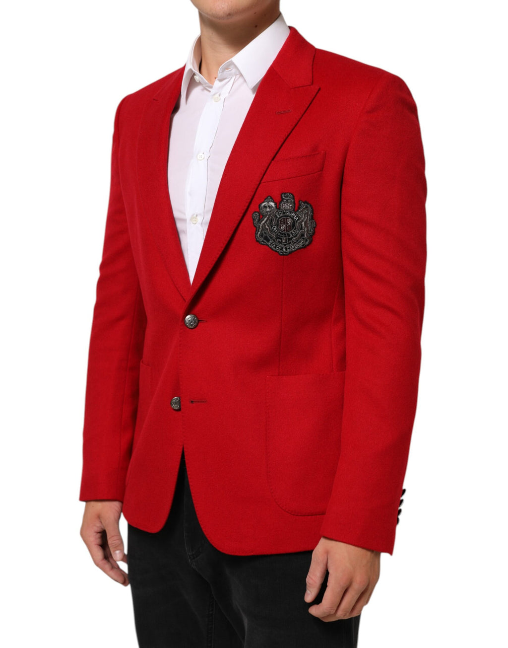 Dolce & Gabbana Rote Kaschmir 2 Knöpfe Anzugjacke Blazer