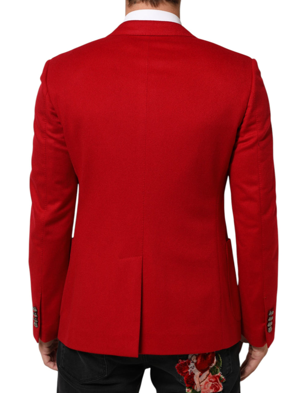 Dolce & Gabbana Rote Kaschmir 2 Knöpfe Anzugjacke Blazer