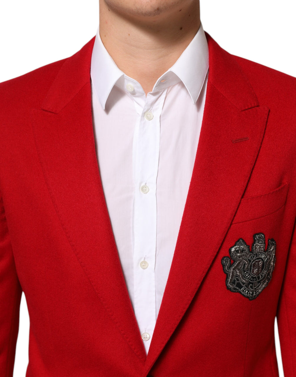 Dolce & Gabbana Rote Kaschmir 2 Knöpfe Anzugjacke Blazer