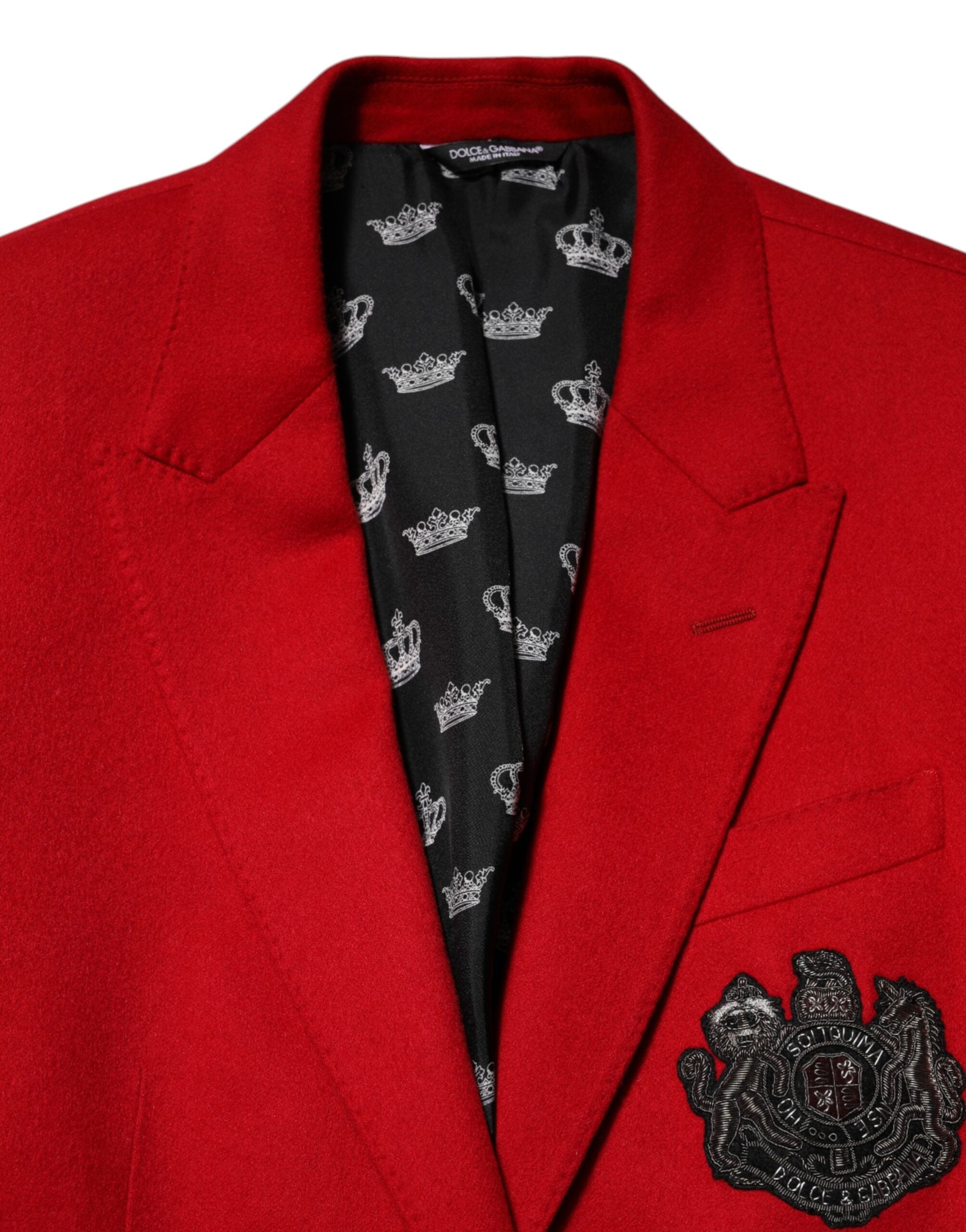 Dolce & Gabbana Rote Kaschmir 2 Knöpfe Anzugjacke Blazer
