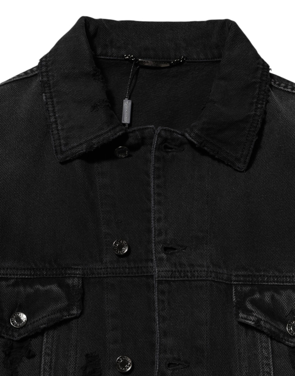 Dolce & Gabbana Schwarze Blouson-Jacke aus Baumwoll-Stretch-Denim